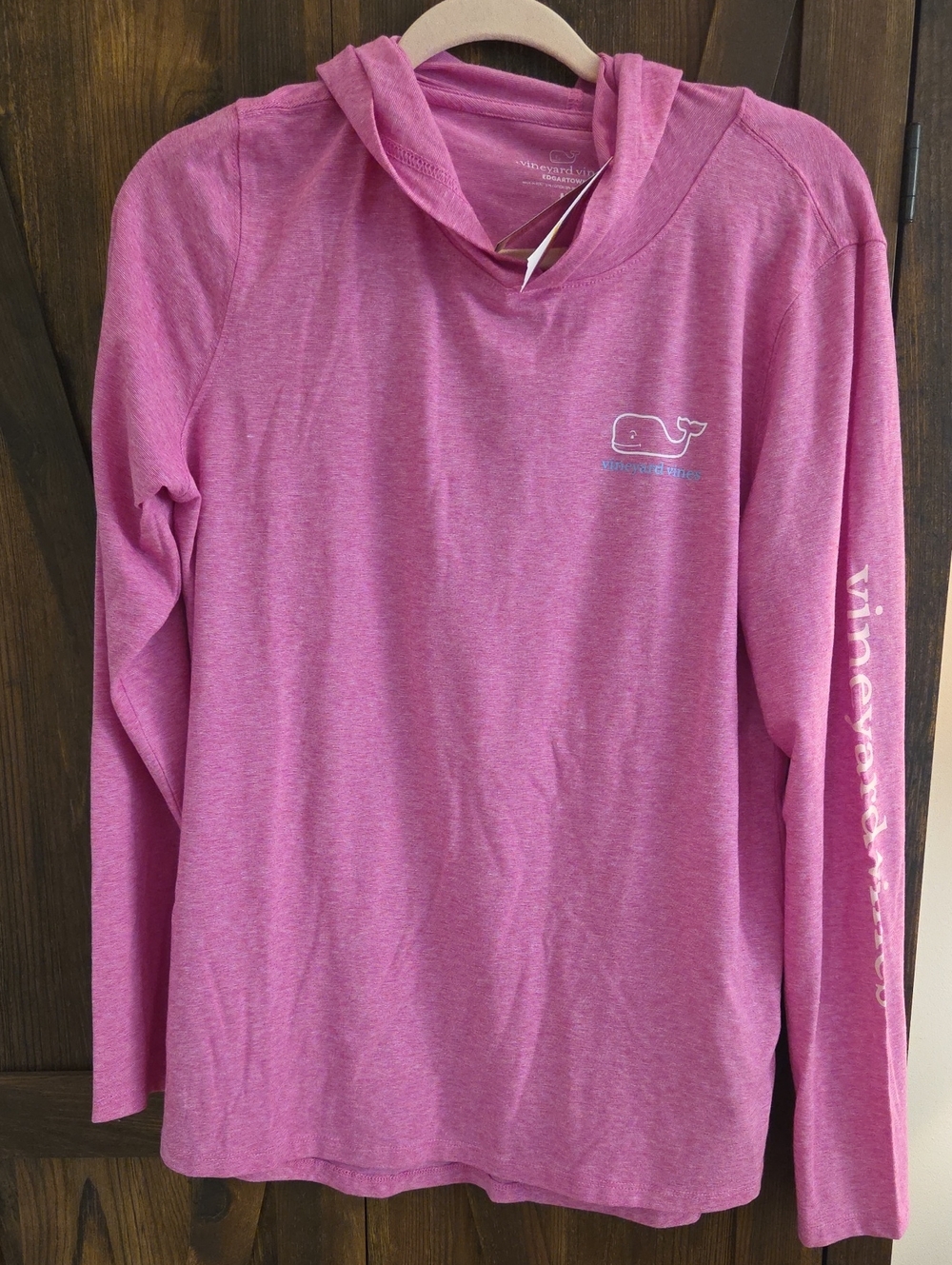 Vineyard Vines Heather Pink Lightweight Hoodie Tee